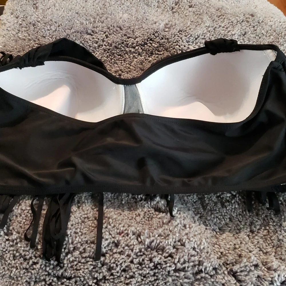 Fringe Bikini Halter Top Black XXXL - Picture 7 of 9